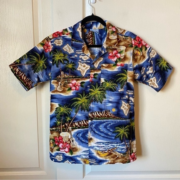 RJC Made in Hawaii Hibiscus Hawaiian Islands Camp Button Down Shirt - Picture 10 of 10